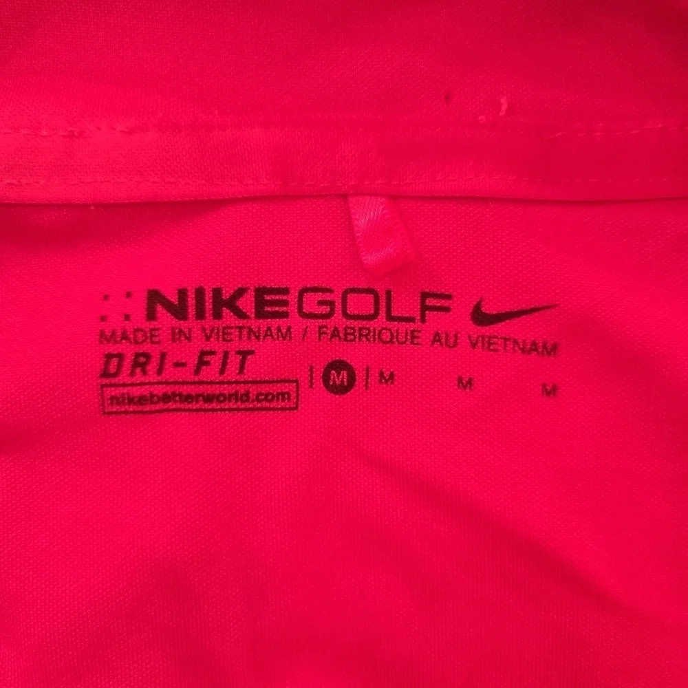 Nike Golf Dri Fit Womens Embroidered Bird Long Sleeve Polo Shirt Medium Pink